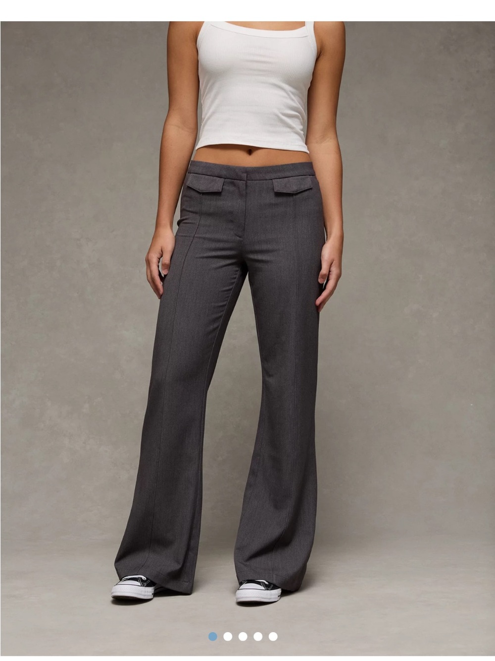 American Eagle Outfitters Charcoal Gray Wide-Leg Dress Pants